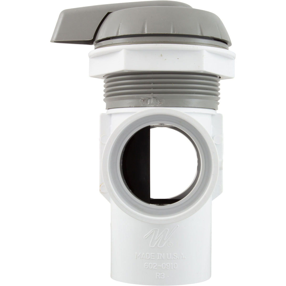 Diverter Valve, WW, 2", 2 Port, Top Mount, Notched, Gray