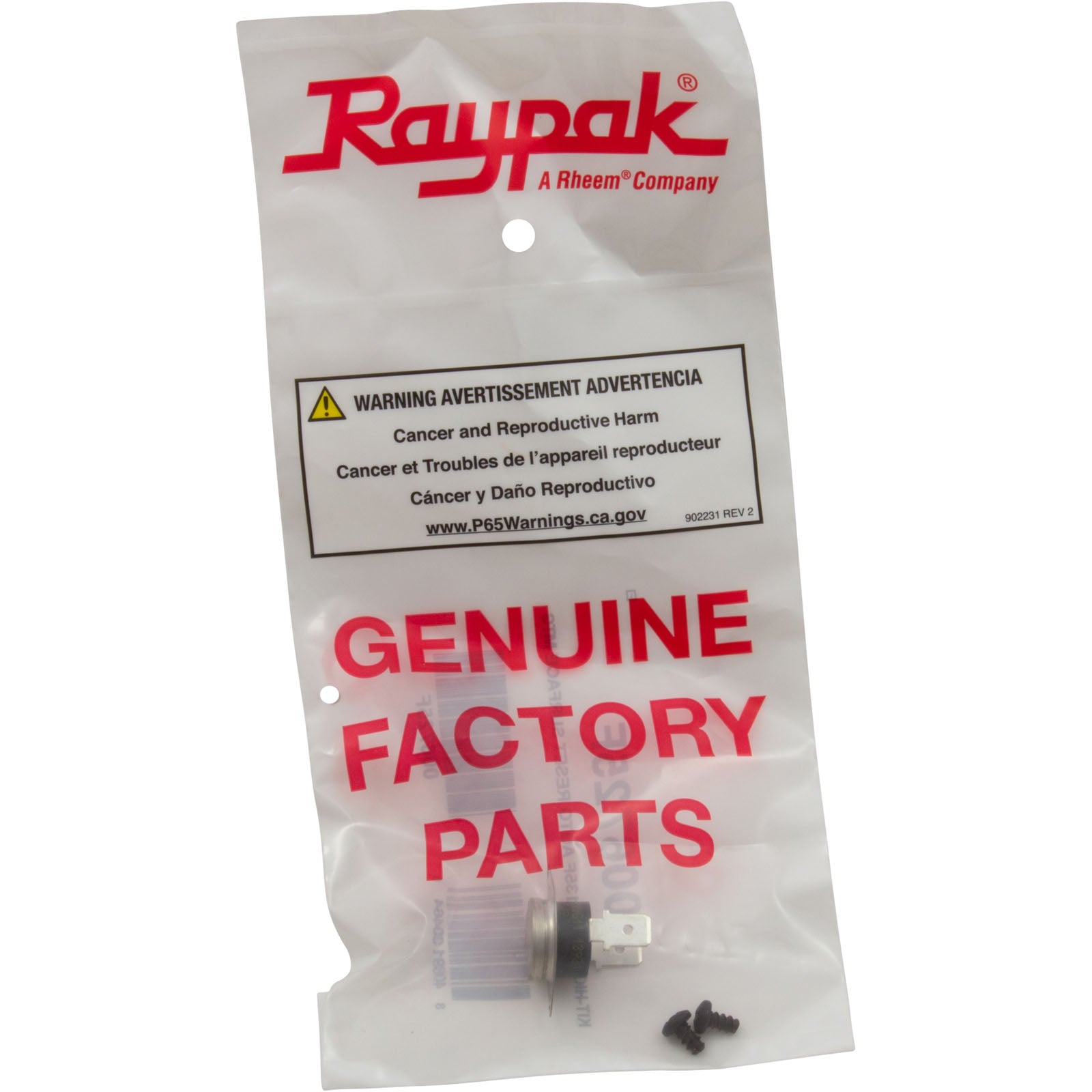 Thermostat Auto Reset, Raypak 105B/185/R185A/R185B