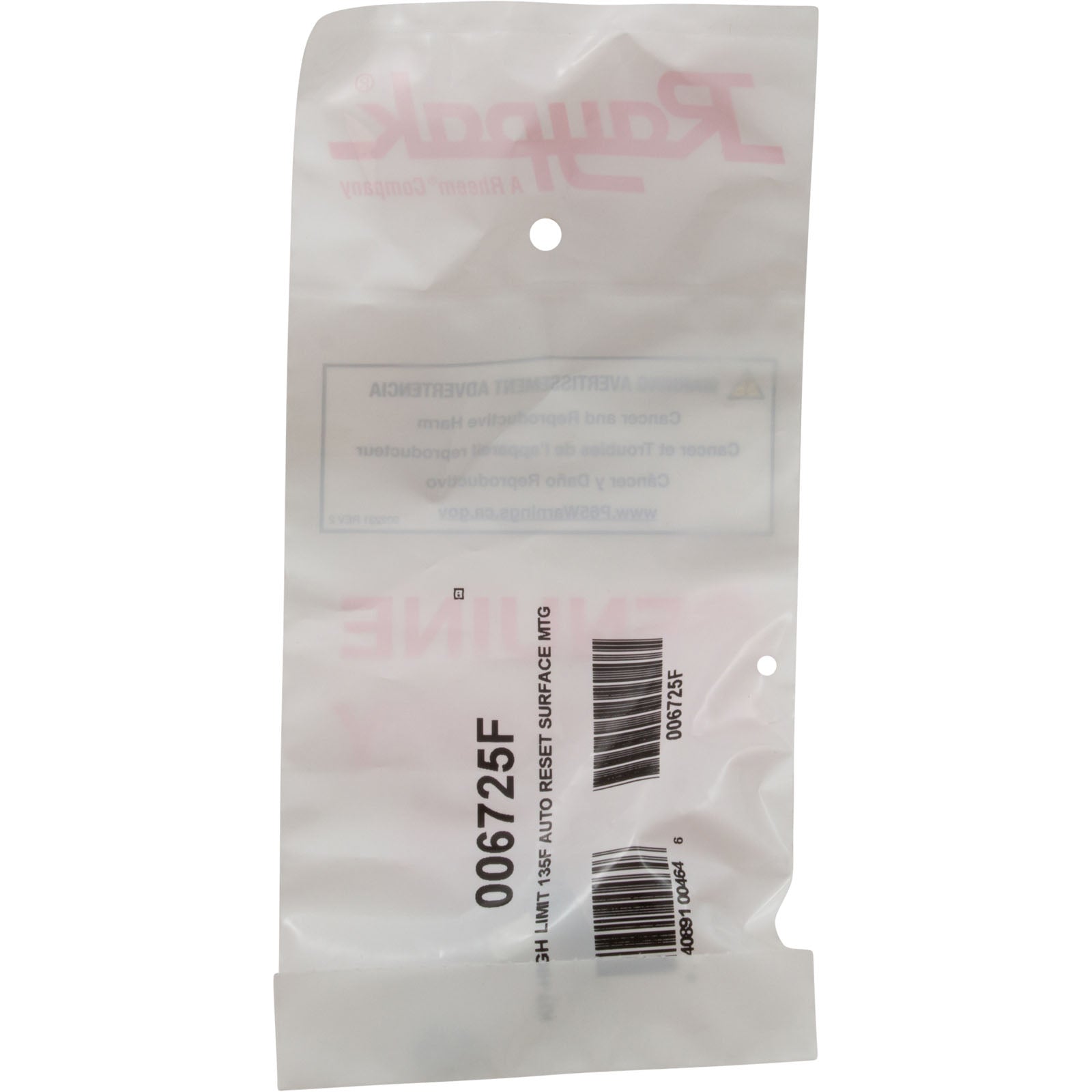 Thermostat Auto Reset, Raypak 105B/185/R185A/R185B