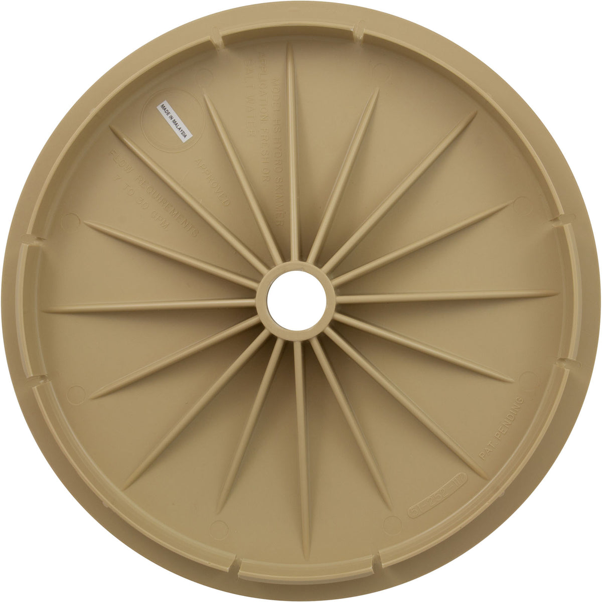 Lid, Waterco Baker HydroPak Skimmer, 9-7/8" Diameter, Tan