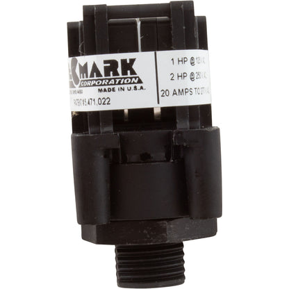 Air Switch, Tecmark, TBS 317, DPDT, 20A, thd, latch