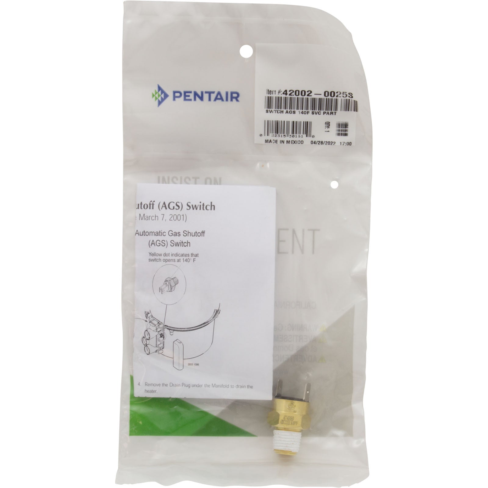 Gas Shutoff Switch, Pentair Max-E-Therm/MasterTemp