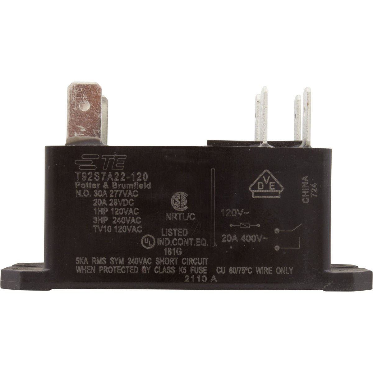 Relay, T-92, DPST, 30A, 115v, Coil