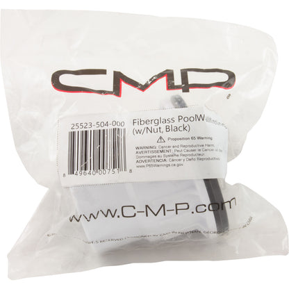 Fiberglass Pool Wallfitting, W/Nut, Black, No Gasket