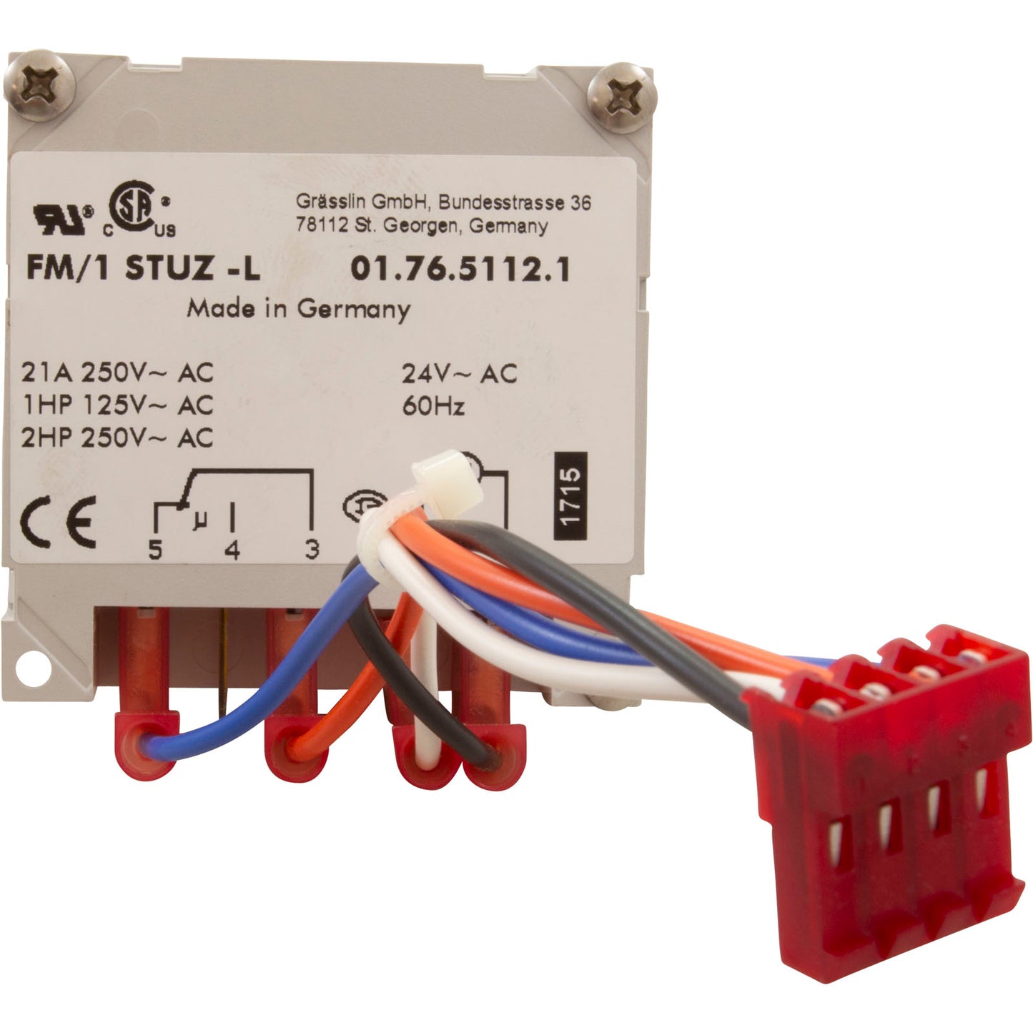 Timer, Grasslin, SPDT, Panel Mount, 24 vac, 24hr, w/Harness