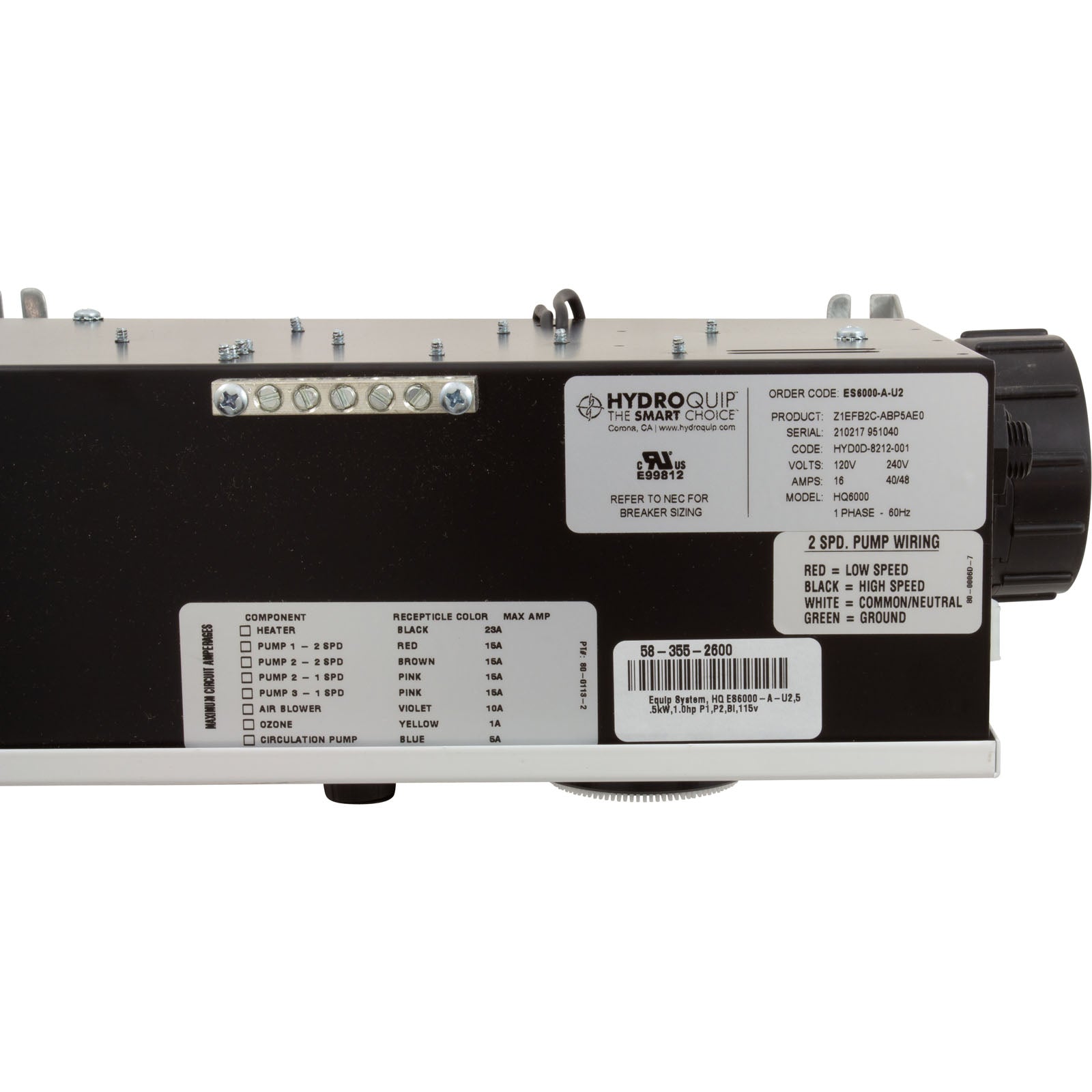 Equip System, HQ ES6000-A-U2, 5.5kW, 1.0hp P1, P2, Bl, 115v