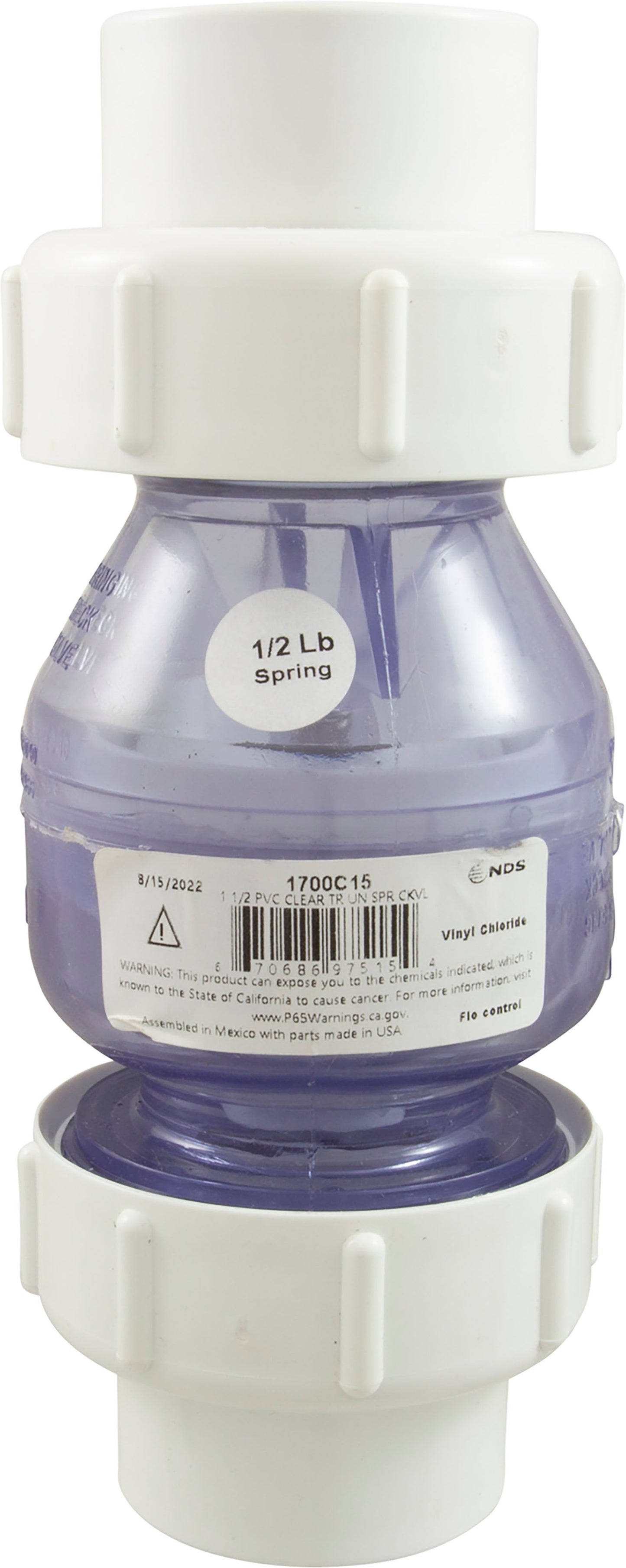 Clapet anti-retour, Flo Control, ressort, 1-1/2", 1/2 lb, True Union