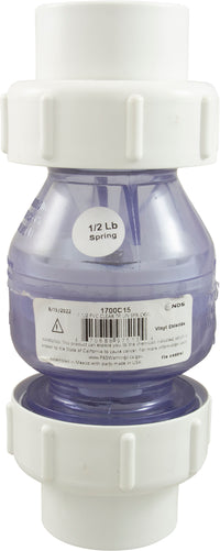 Válvula de retención, control de flujo, resorte, 1-1/2", 1/2 lb, unión verdadera