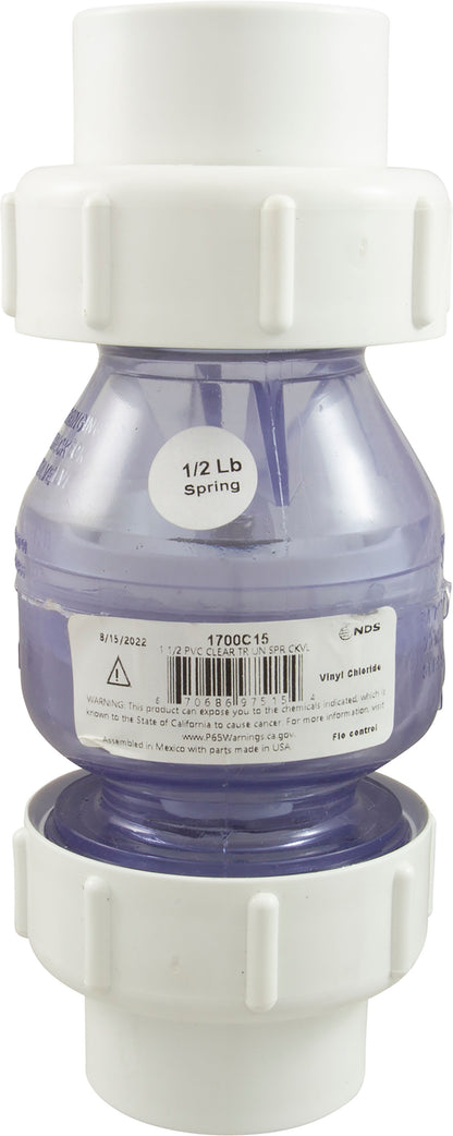 Clapet anti-retour, Flo Control, ressort, 1-1/2", 1/2 lb, True Union