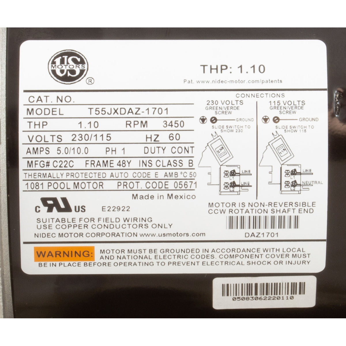 Pompe, Waterway Power Defender PD-110, 1,1 ch, 115/230 V, 1 vitesse