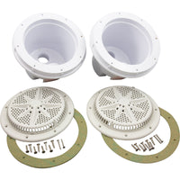 Main Drain, PentStrGrd, 8", 112gpm, 2"Sde, 1-1/2"btm, ABS, Wht, qty2