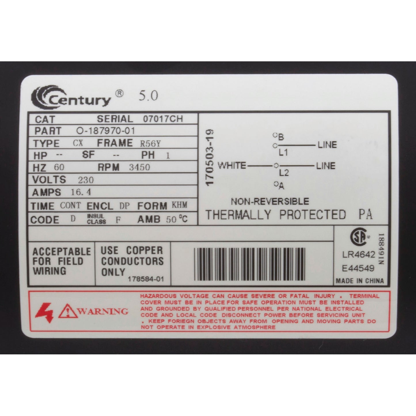 Bomba, WW Viper, 5,0 hp, 230 V, 1 velocidad, 56 fr, 2-1/2" x 2-1/2", OEM