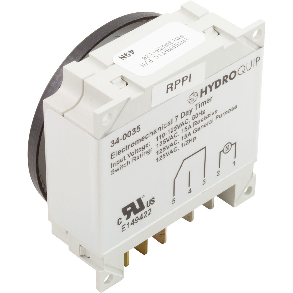 Timer, Grasslin Repl, SPDT, Panel Mount, 115v, 7day