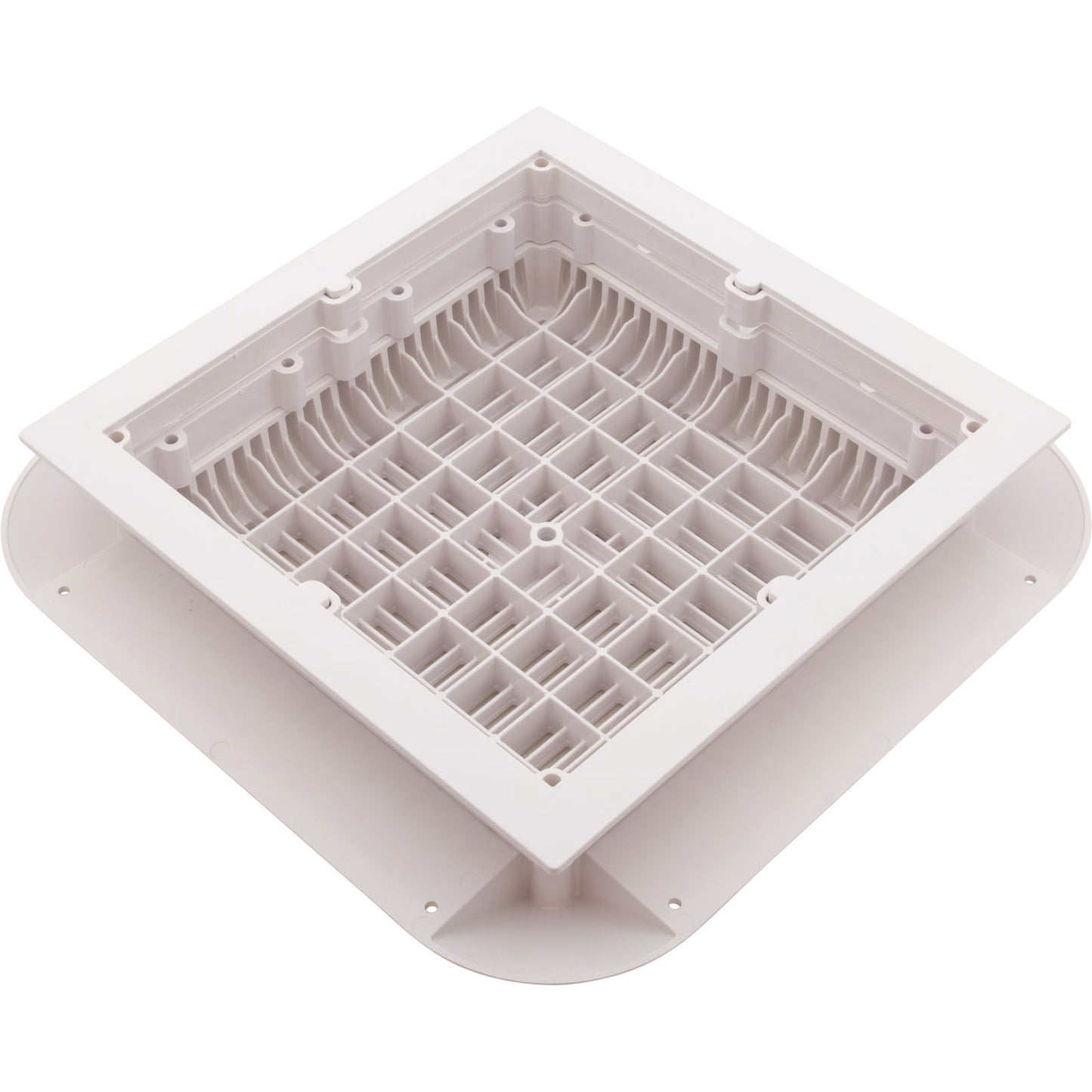 Main Drain Grate, Aquastar Retro Wav, 12" x 12" Square, Wht