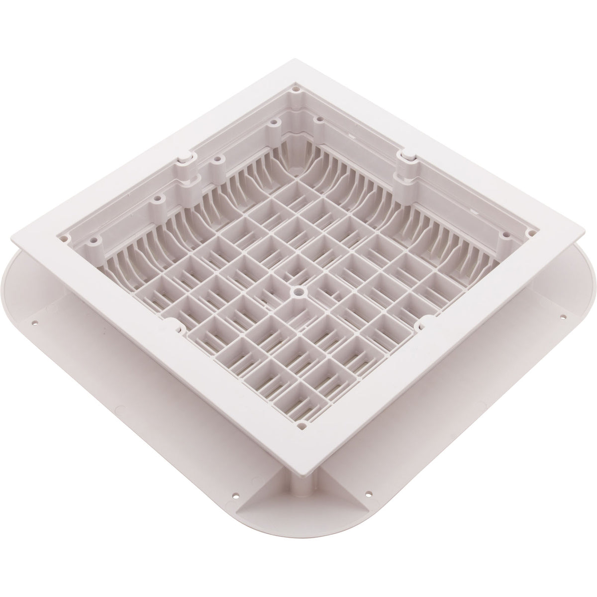 Main Drain Grate, Aquastar Retro Wav, 12" x 12" Square, Wht