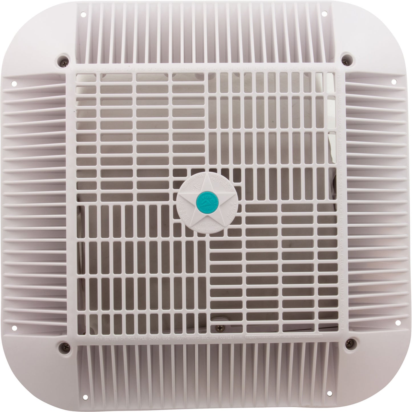 Main Drain Grate, Aquastar Retro Wav, 12" x 12" Square, Wht