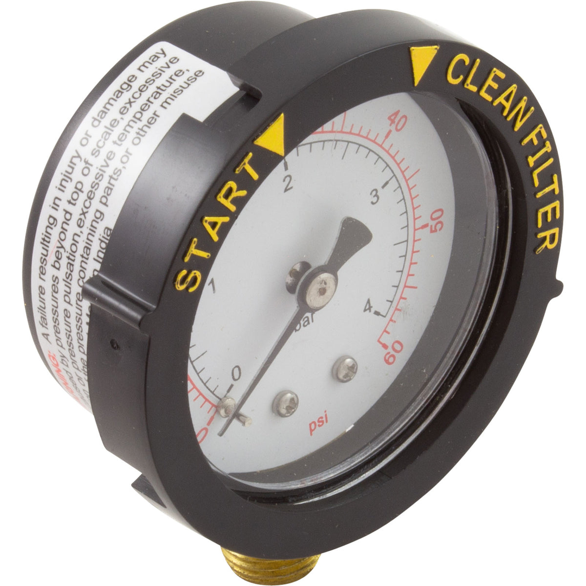 Pressure Gauge, Pentair, 1/4"mpt, 0-60psi, Bottom Mount, Adj Face