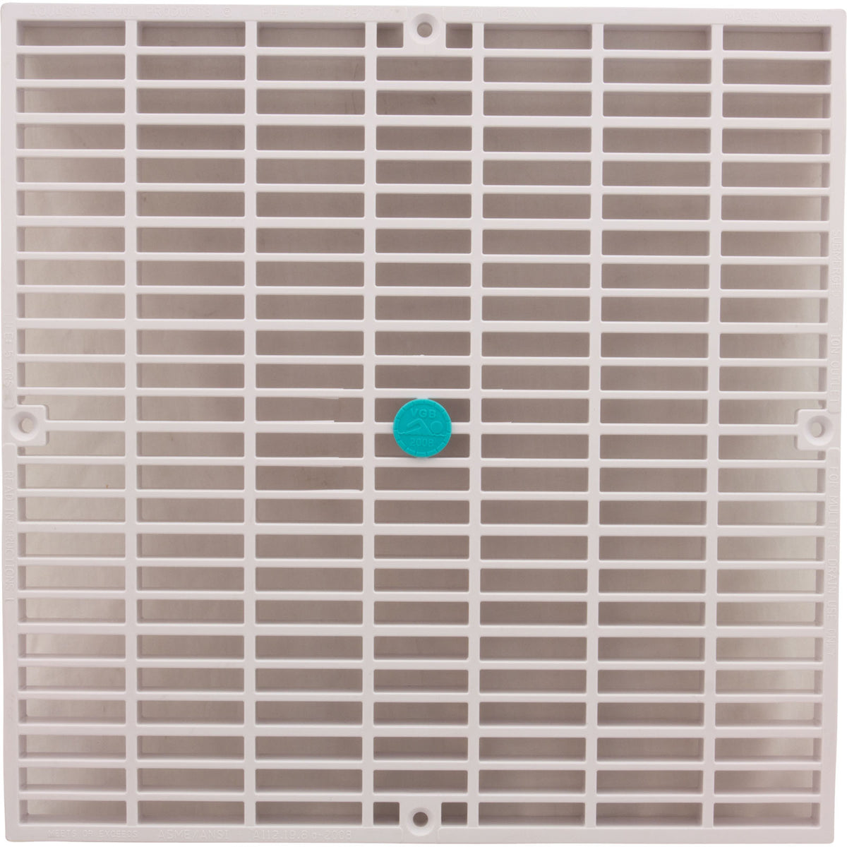 Drain Cover Only, Aquastar, Flat, 24" Square (4x12), White, VGB