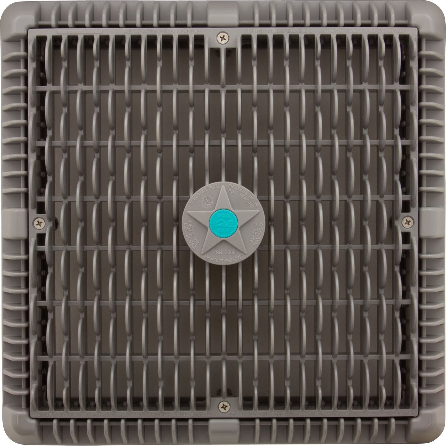 Main Drain Cover, Aquastar Wave, 12" Square, w/Fr, Lt Gry, VGB