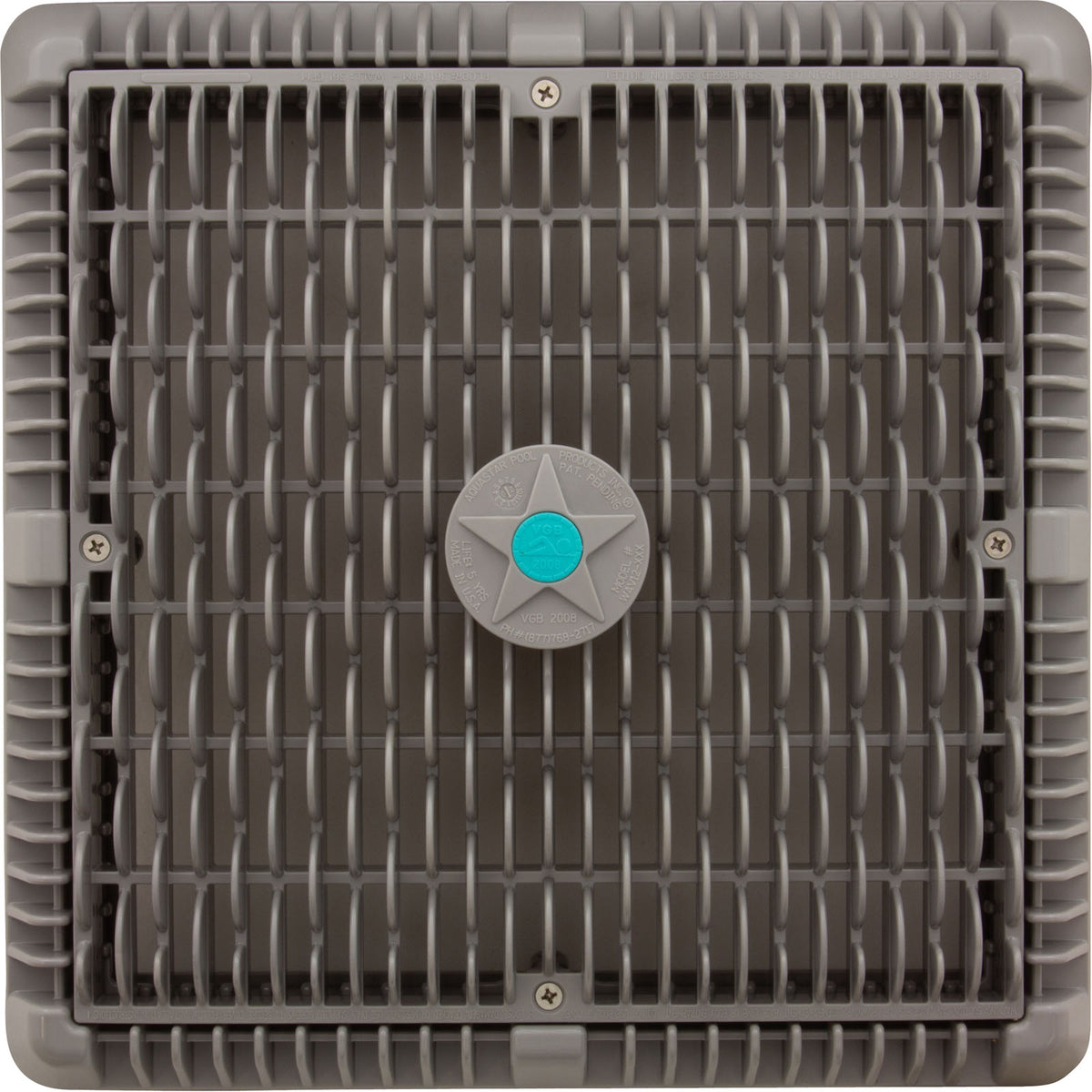 Main Drain Cover, Aquastar Wave, 12" Square, w/Fr, Lt Gry, VGB
