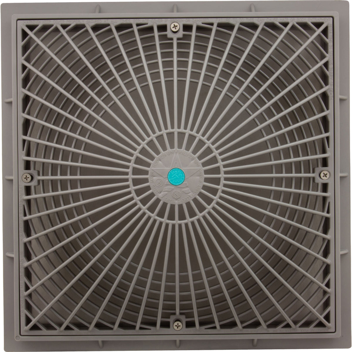 Main Drain Cover, Aquastar MoFlow, 12" Square, w/Fr, Lt Gry, VGB