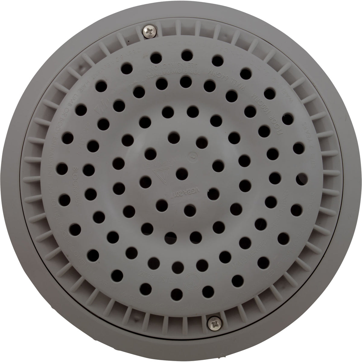 Main Drain, WW Anti Vortex, 8" Round, Vinyl, 2"s, Gray