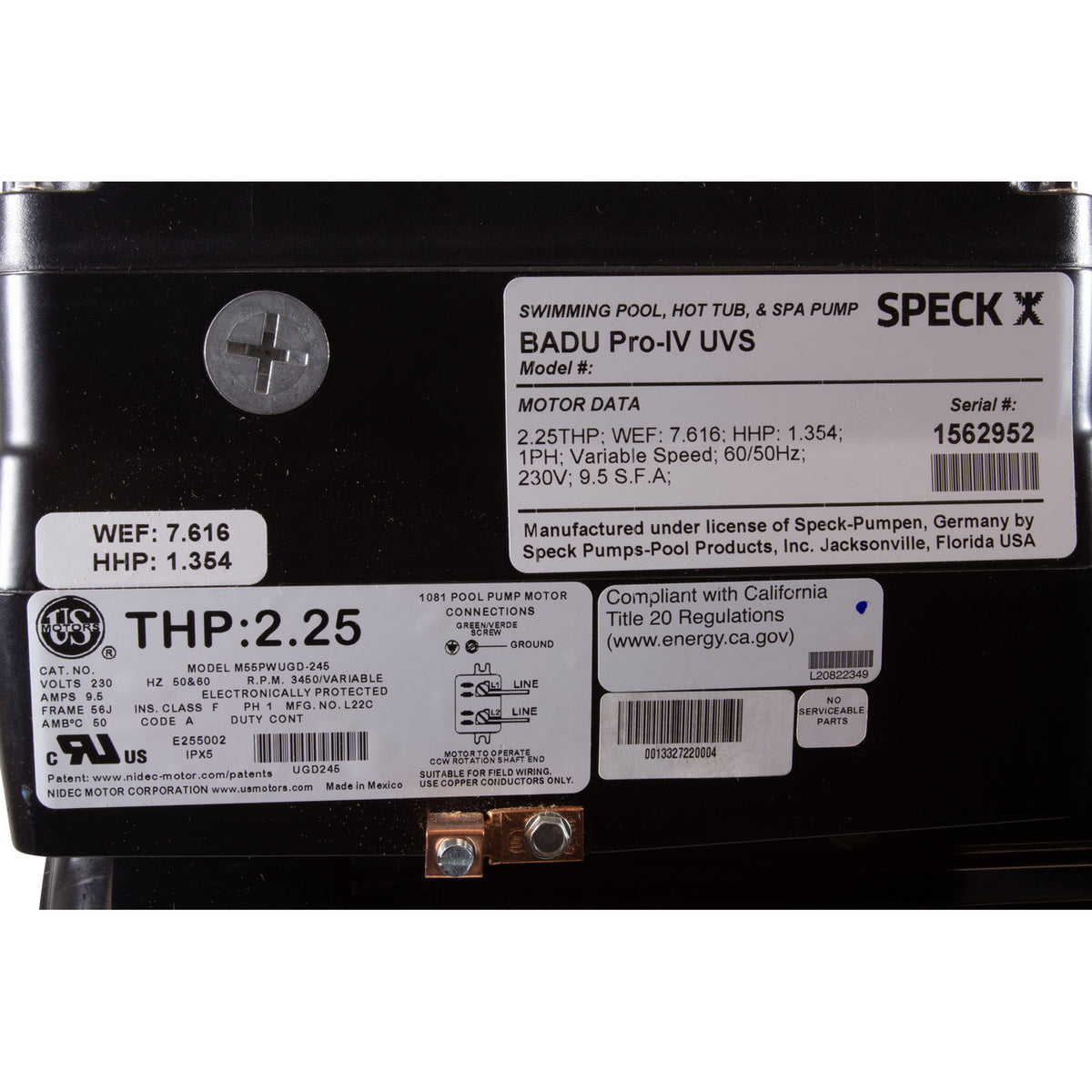 Pump, Speck Badu Pro-IV, 2.25hp, 230v, Var-Spd, IG