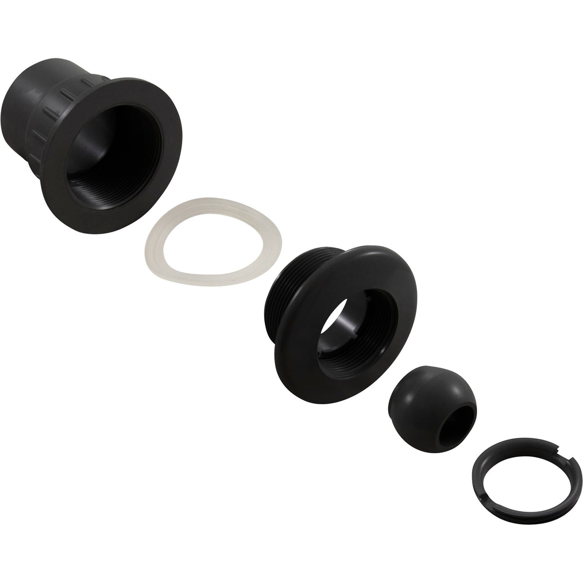 Fiberglass Wall Fitting With Eyeball, Black
