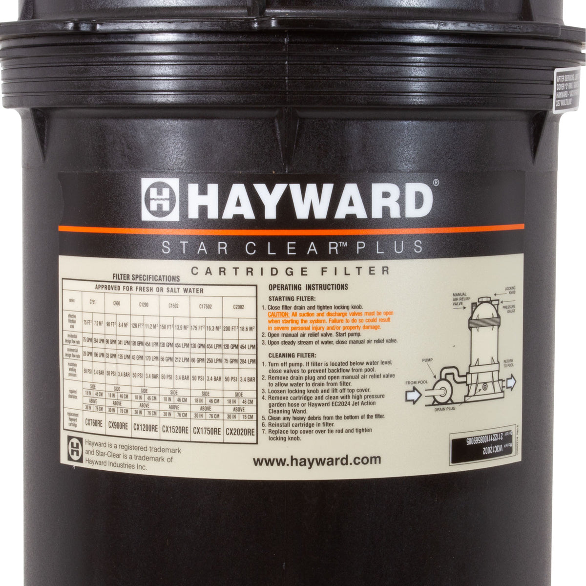 Cartridge Fltr, Hayward StarClear Plus,Inline,120sqft,2"fpt
