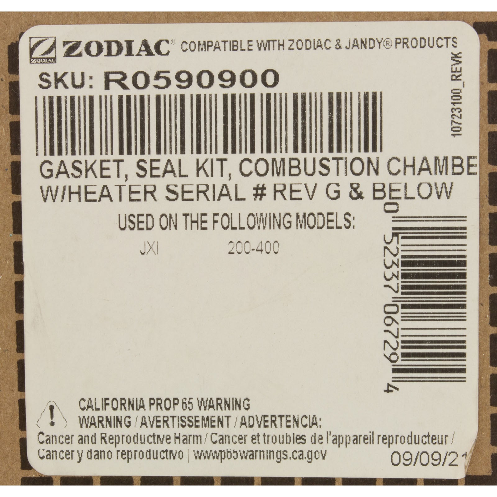 Gasket Kit, Zodiac Jandy JXi 200/260/400