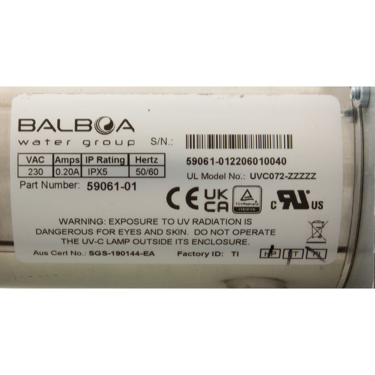 Sanitation System, BWG Wavetec254, 230v, 7W, 3/4"b