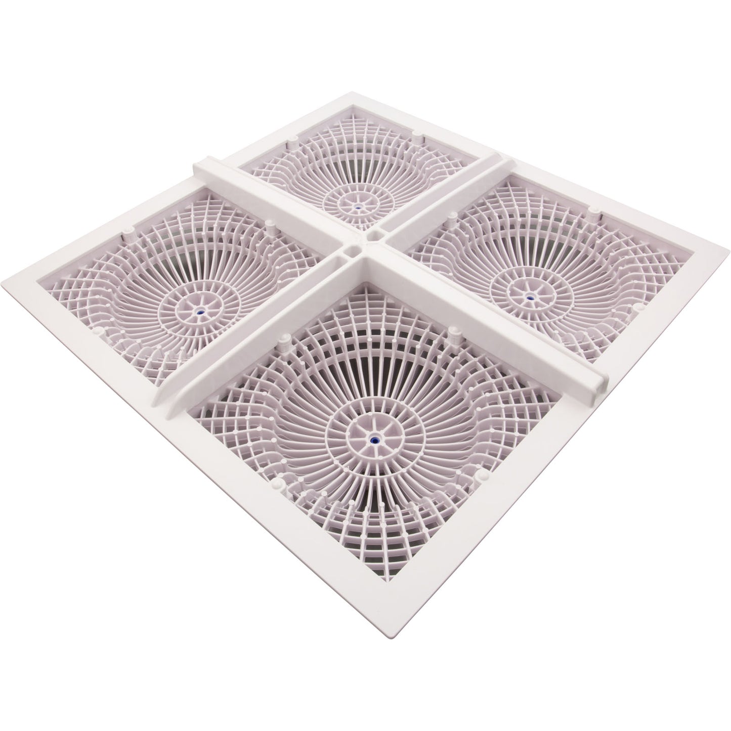 Main Drain Cover, Aquastar MoFlow, (4) 9" Square, w/Frame, White