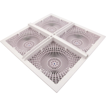 Main Drain Cover, Aquastar MoFlow, (4) 9" Square, w/Frame, White