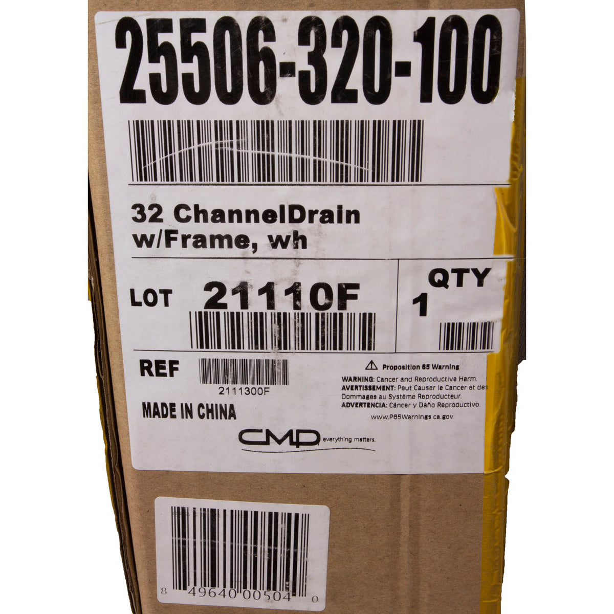 32" Channeldrain With Frame, White