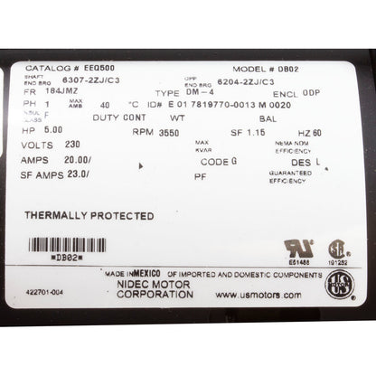 Motor, US Motor, 5.0 Horsepower, 230v, Single Phase