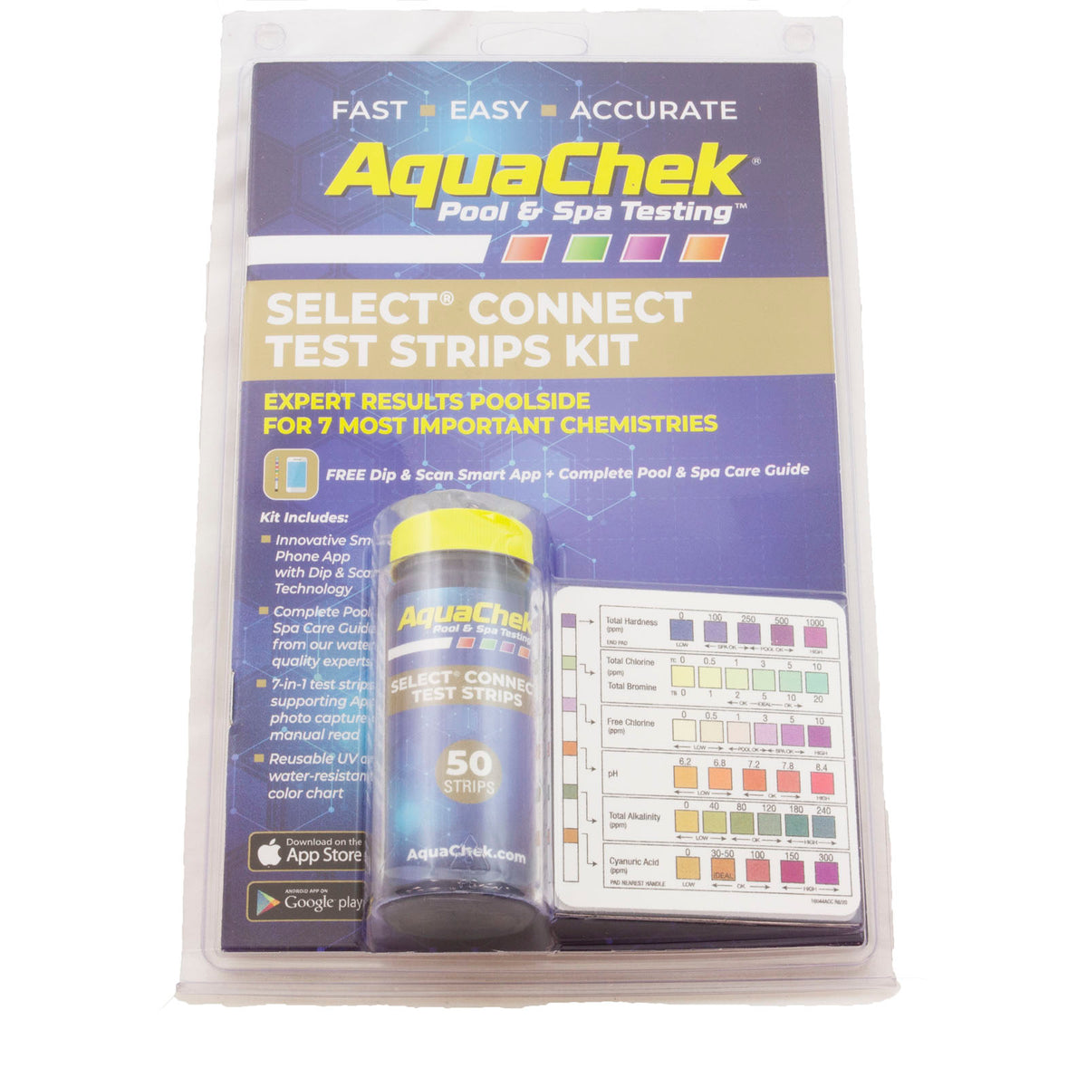 Test Strips, AquaChek Select, 7in1, TH, TC, TB, FC, pH, TA, CA, 50ct
