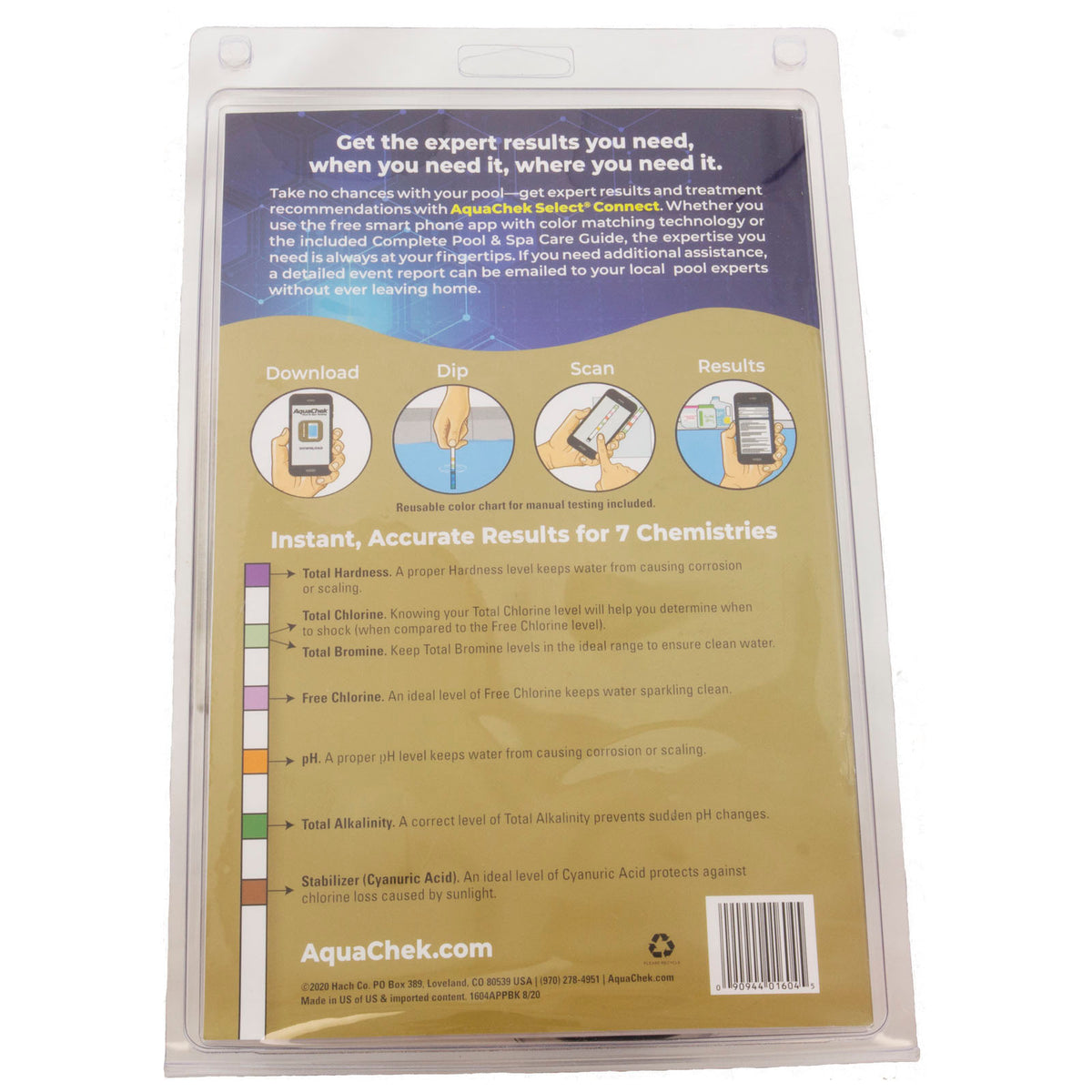 Test Strips, AquaChek Select, 7in1, TH, TC, TB, FC, pH, TA, CA, 50ct