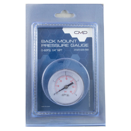 0-60 Pressure Gauge With Bezel, Back Mount Clam Shell Pack
