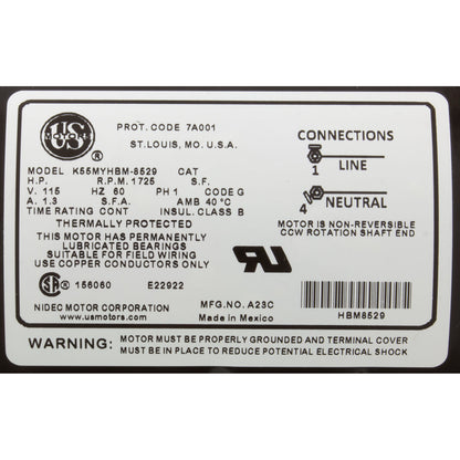 Motor, Waterway Uni-Might Cir, 115v, 1-Spd, 48Fr, 50/60Hz