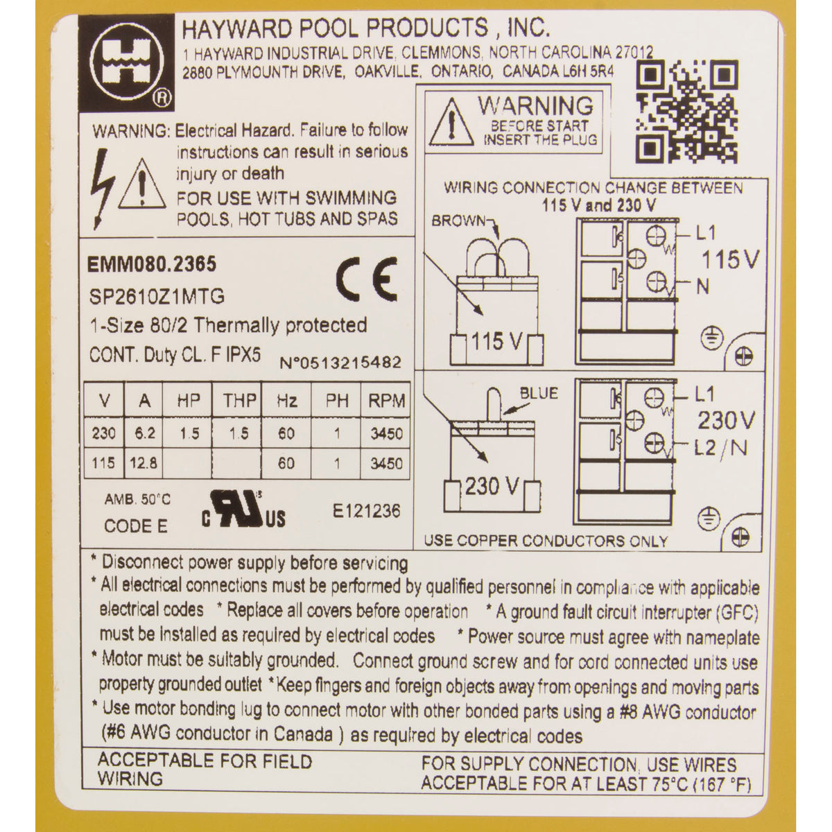 Motor, Hayward Super Pump, 1.5 HP, C FLG, TEFC