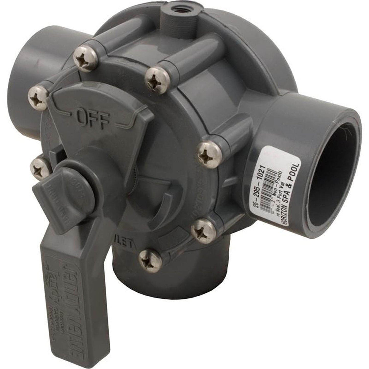 Diverter Valve, Jandy/Zod, 1-1/2"s/2"spg Non-Pos, 3 Port, Gray