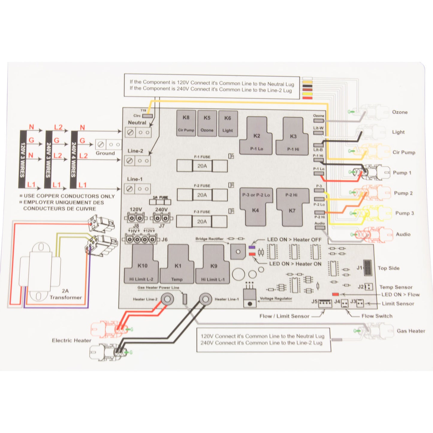 Control, United Spas C5-L, P1, P2, Aux, CP, 115/230v, T7S, B11