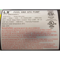 Pump, LX 48WUA, 2.0hp, 230v, 1-Spd, 48Fr, 2", SD, Bracketless