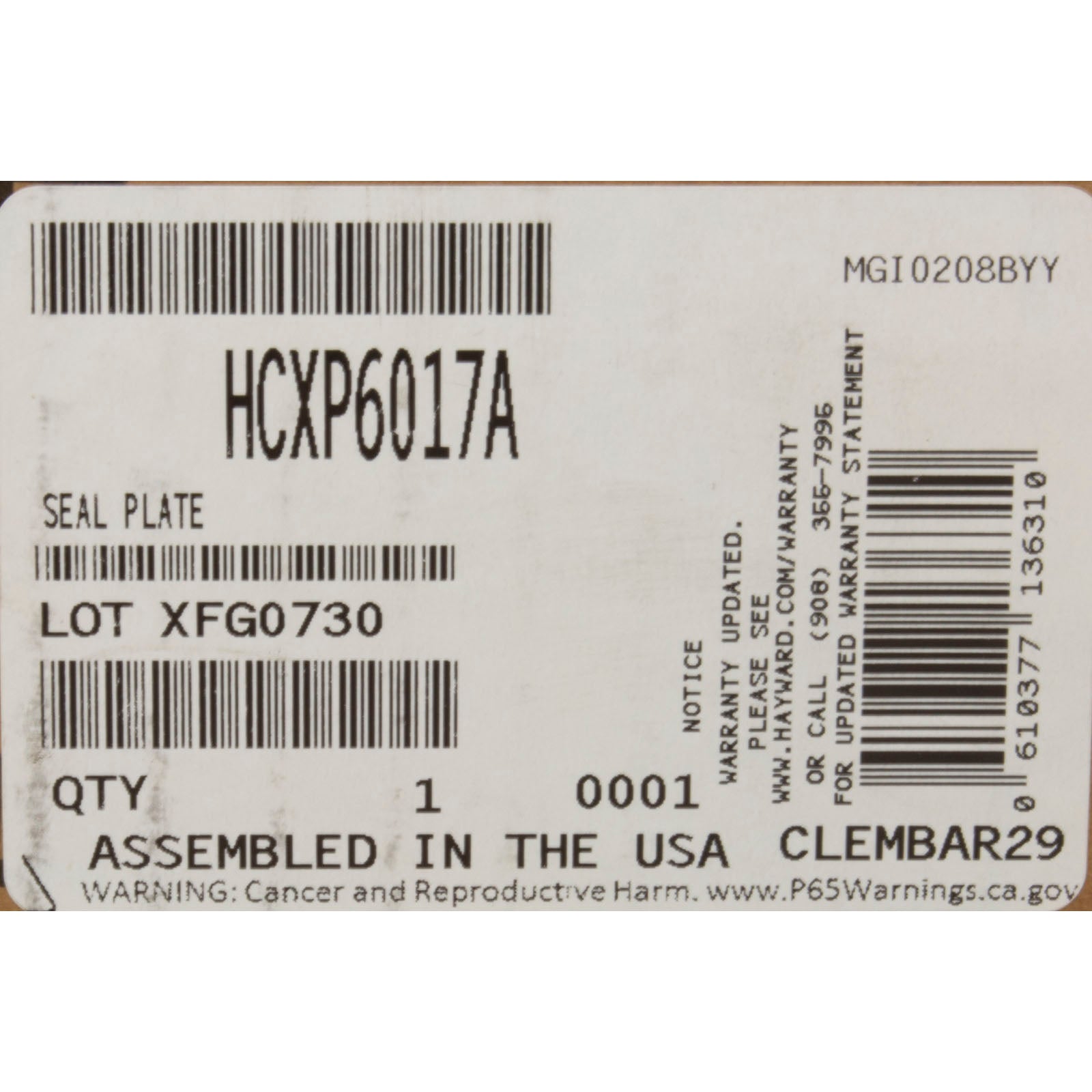 Seal Plate Only, Hayward HCP