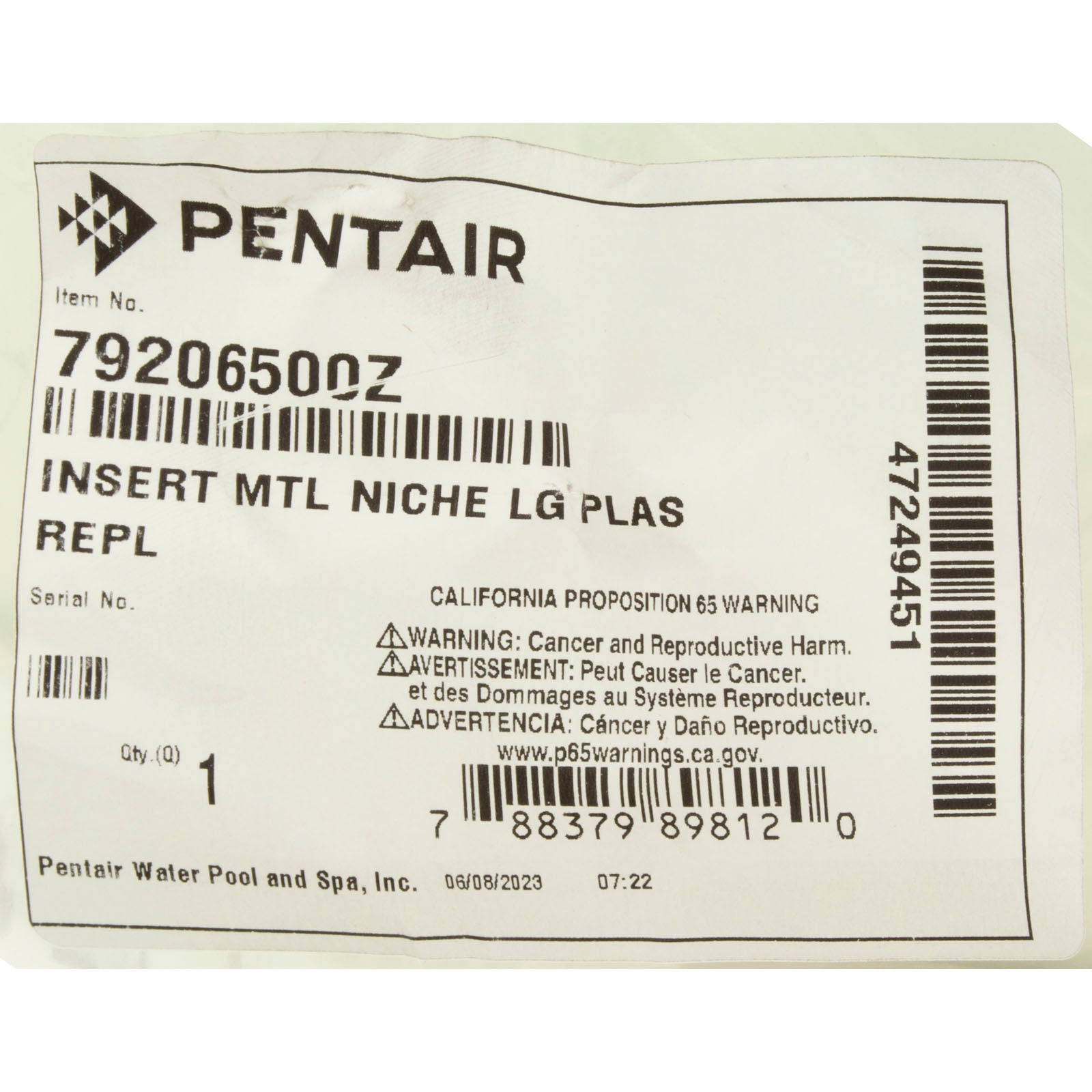 Large Metal Insert, Penair Plastic Concrete Niche