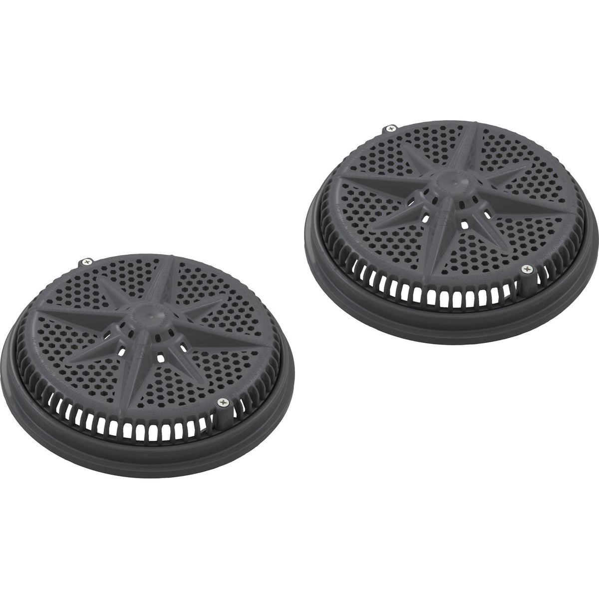 Main Drain Grate, PentStarGuard, 8", 112gpm, DrkGry, qty2, Sh Ring