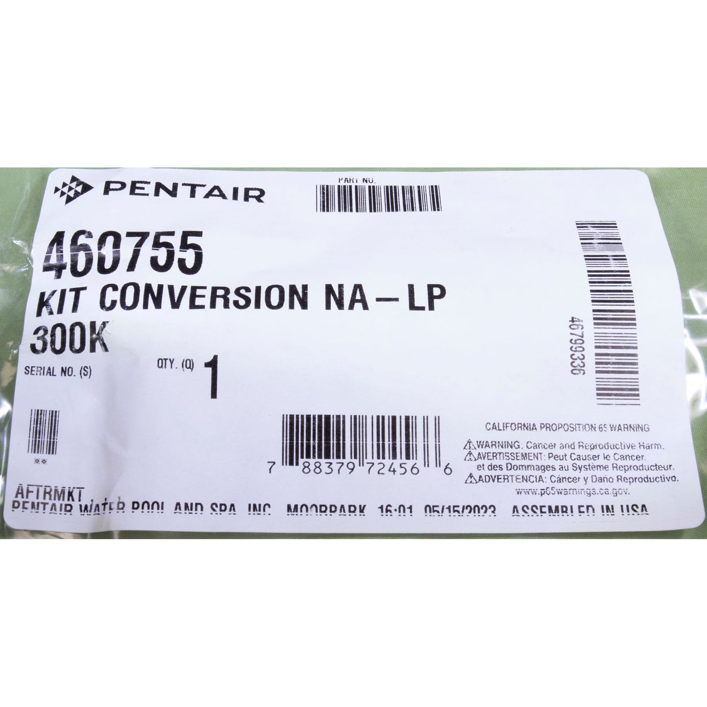 Conversion Kit, Pentair MasterTemp 300, Nat. to LP