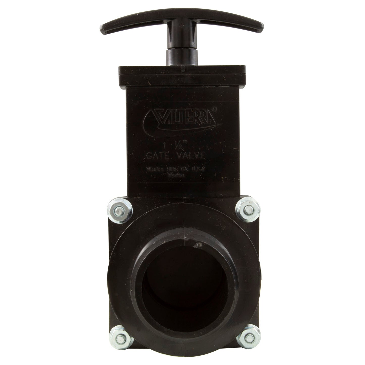 Gate Valve, Valterra, 1-1/2"s x 1-1/2"mpt, 45psi, Black