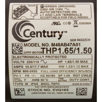Motor, Century V-Green, 1.65hp, 115V/230V, 1Ph, 48YFr, TEFC