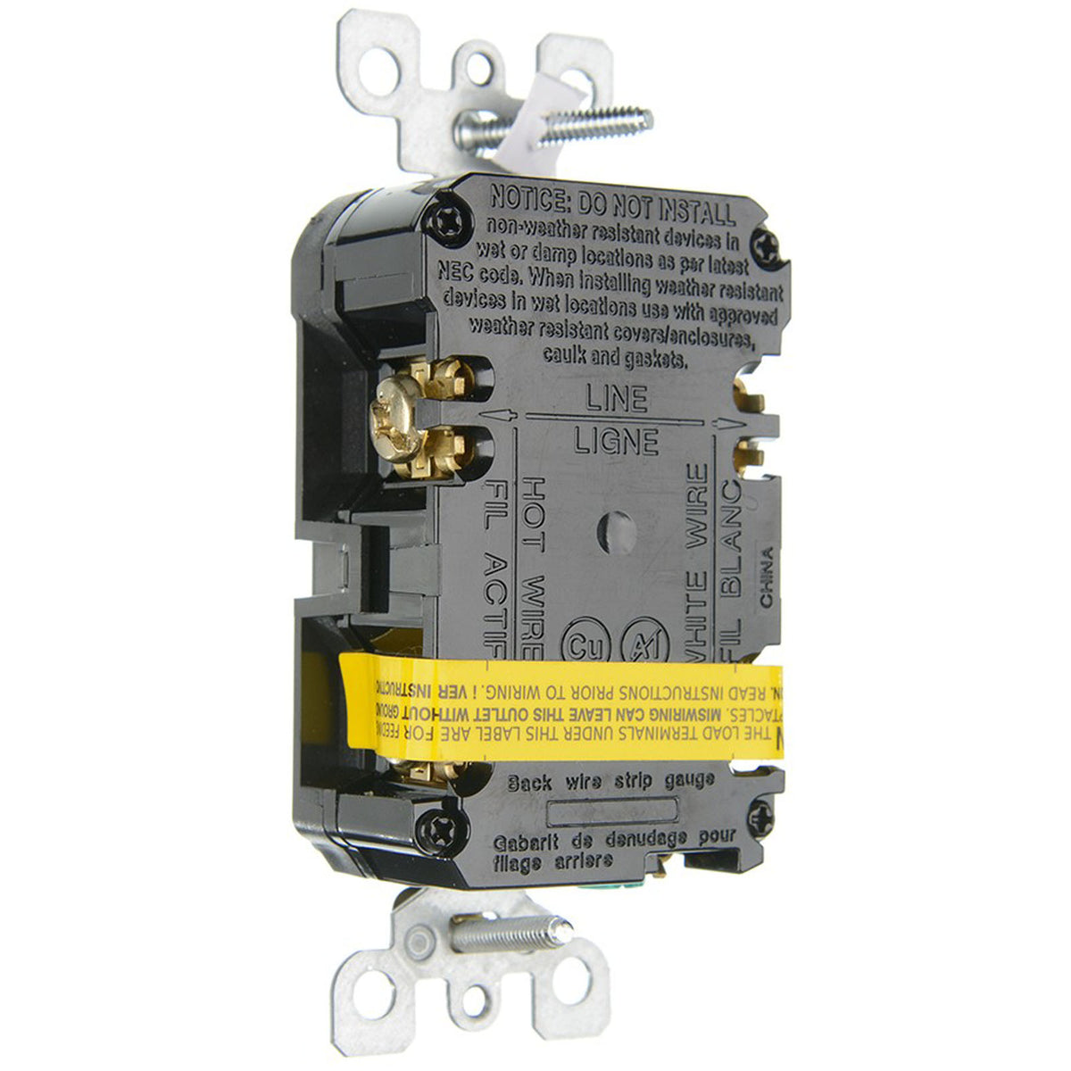 GFCI, Leviton, 20A, SPST, Deadfront